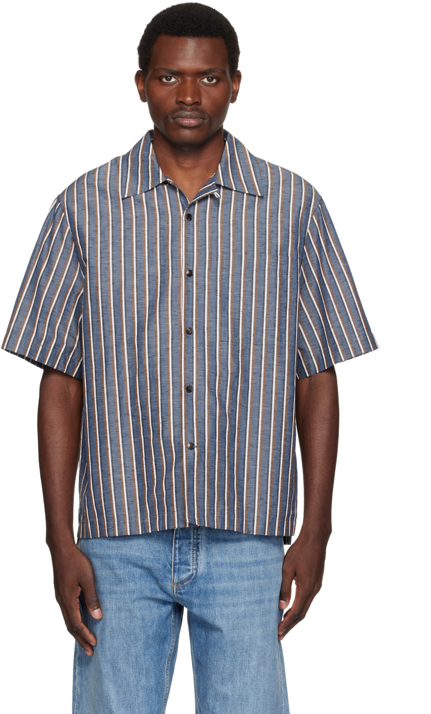 Blue Bold Cotton Linen Stripe Shirt