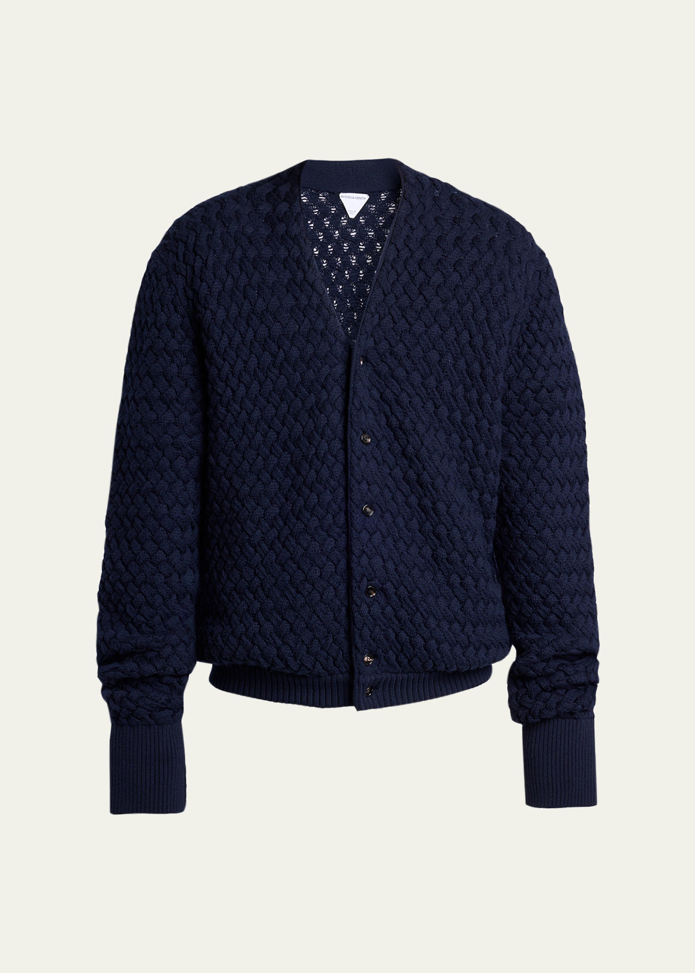 Men's Intrecciato Wool Knit Cardigan