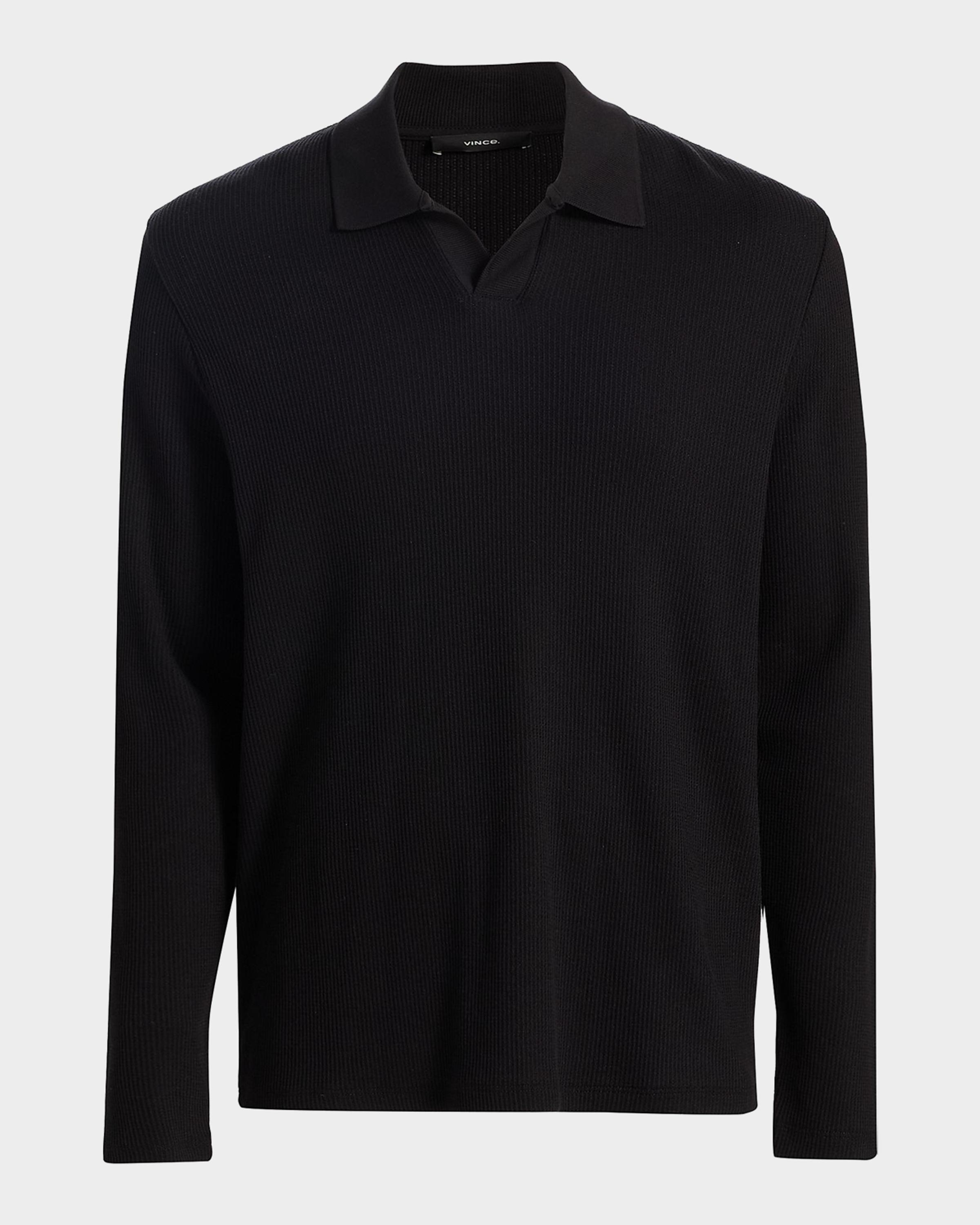 Men's Macro Rib Johnny Collar Polo Sweater