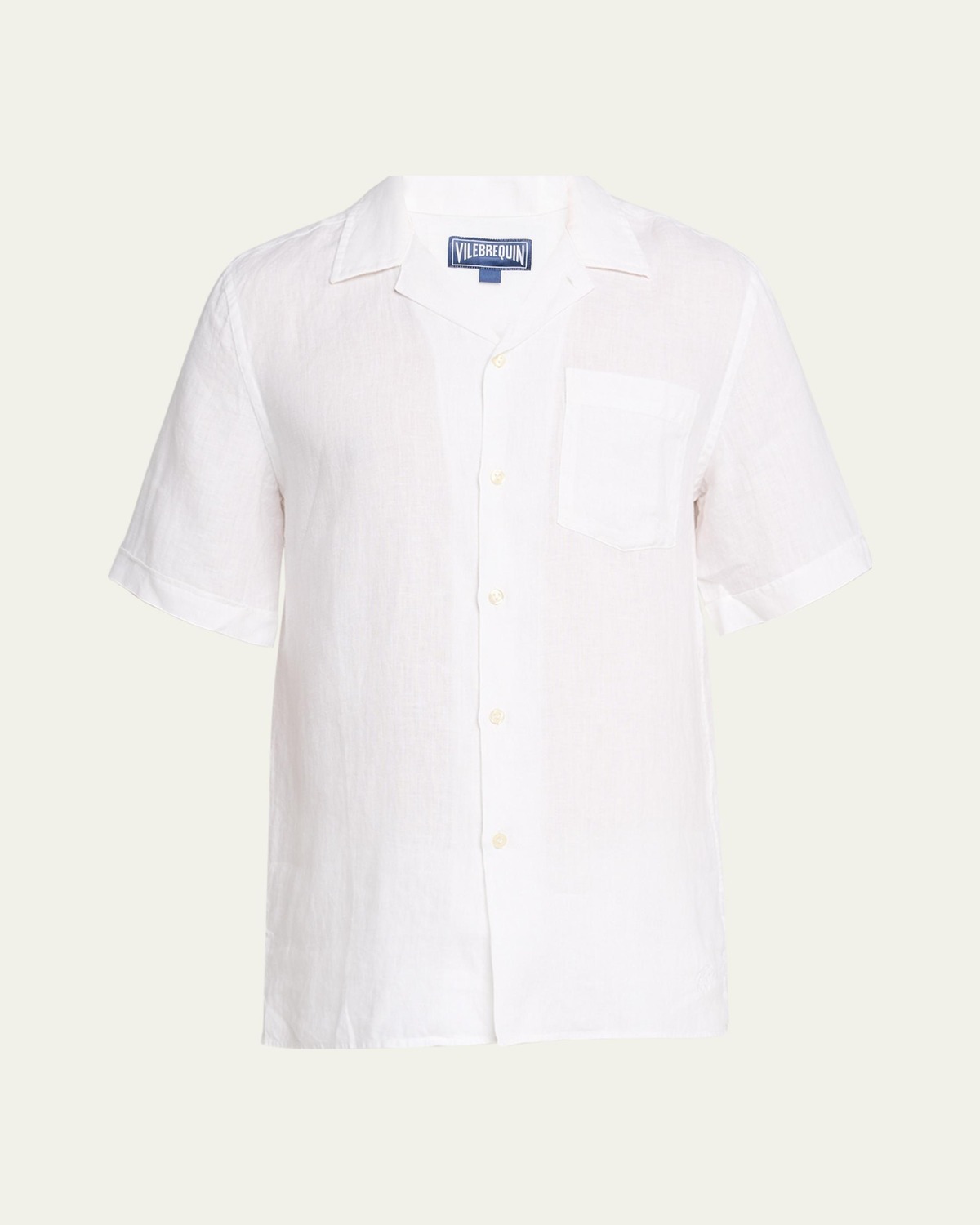 Garment-Dyed Linen Camp Shirt in White