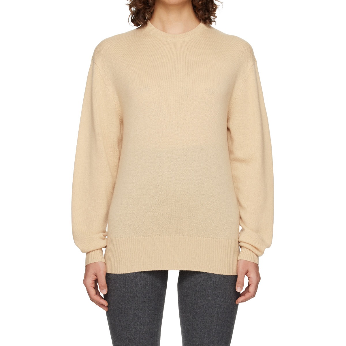 Beige Classic Cashmere Crew Knit Sweater