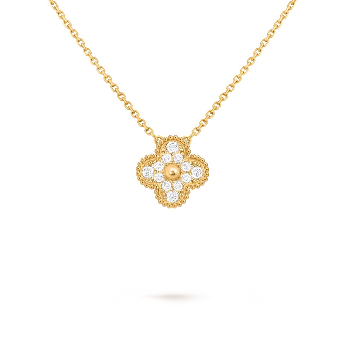 Vintage Alhambra Pendant, Yellow Gold and Diamonds