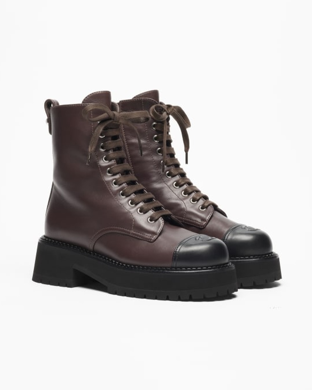 Chanel Combat Boots, Dark Brown and Black