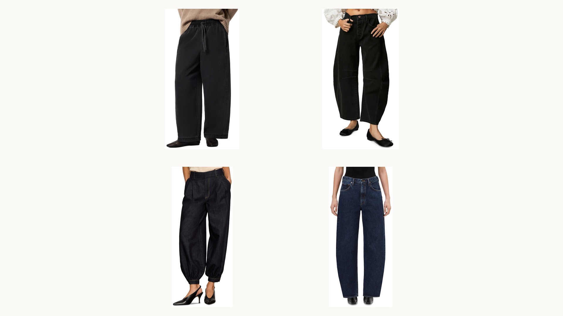 Barrel and Curved-Leg Jeans