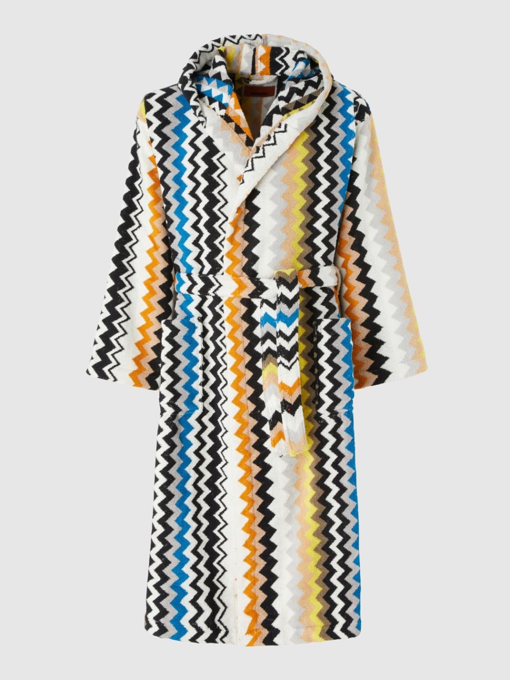 Best Cotton Terry Bathrobe Zig Zag in Black Multicoloured