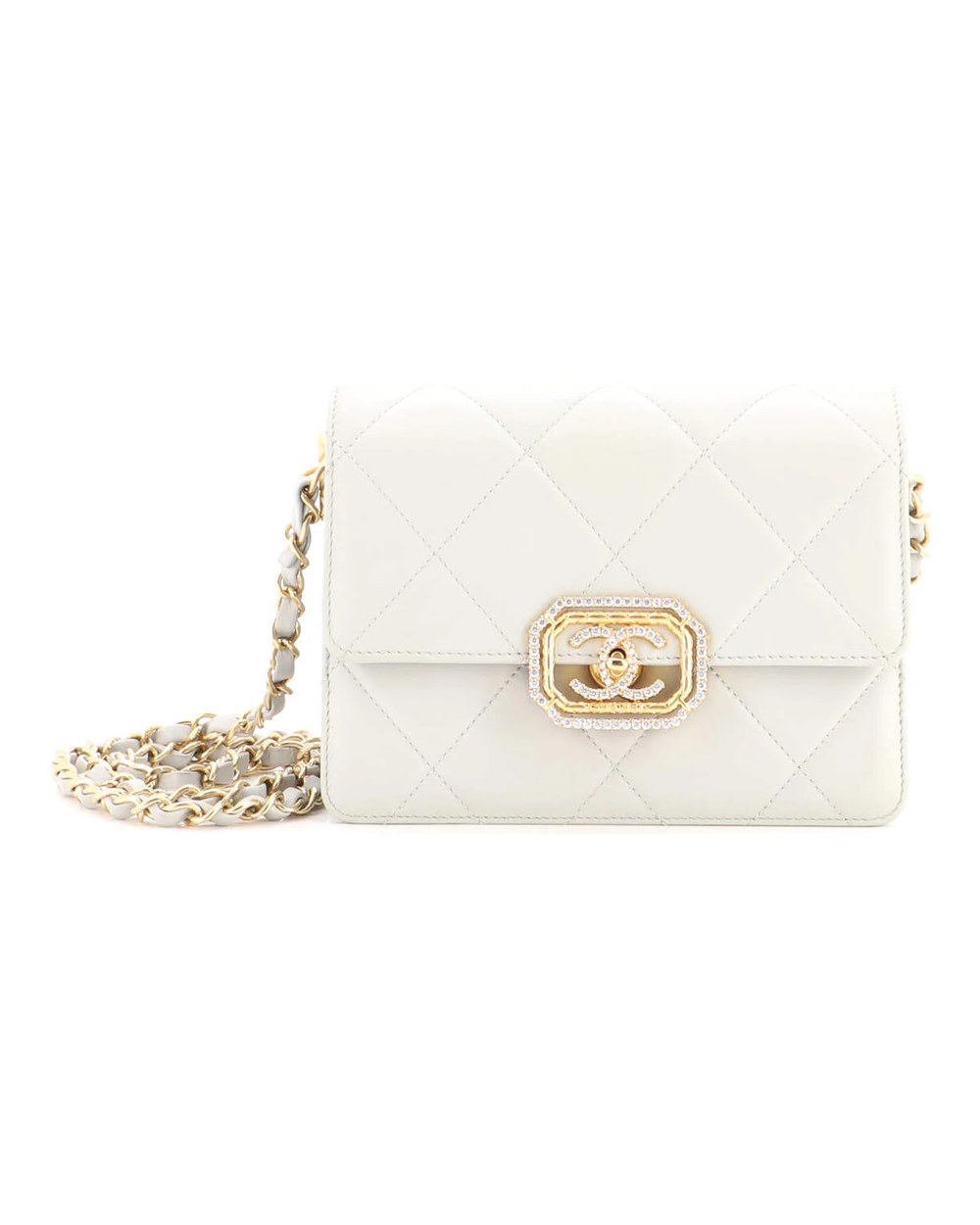 Chanel Crystal Geometric Frame CC Flap Bag Quilted Calfskin Mini