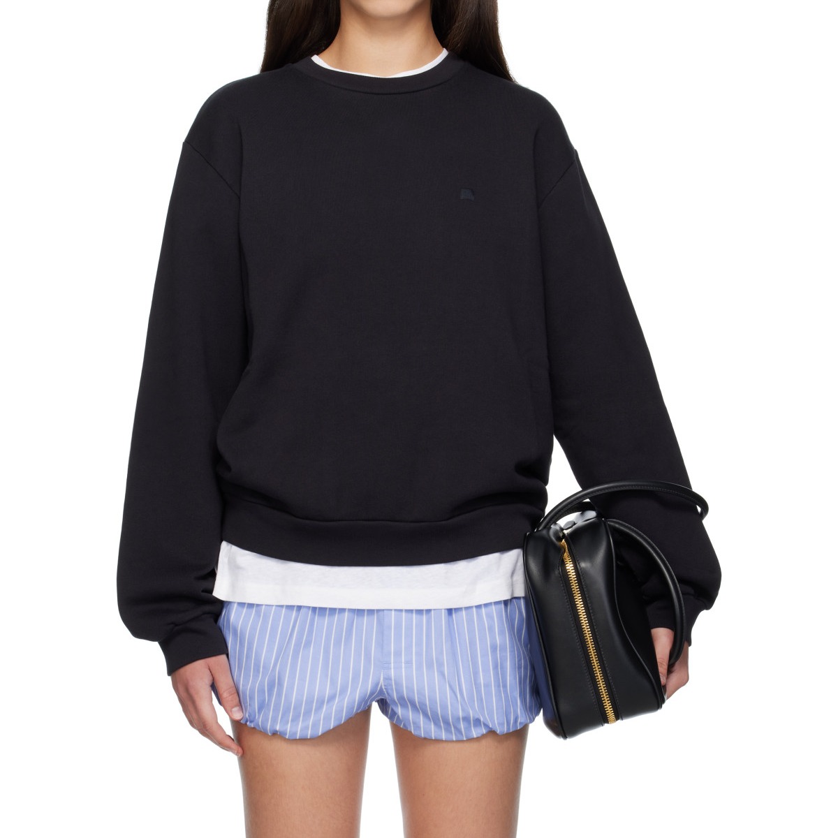 Black Crew Neck Fleece Sweatshirt