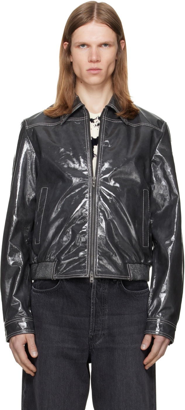Gray Patent-Leather Jacket