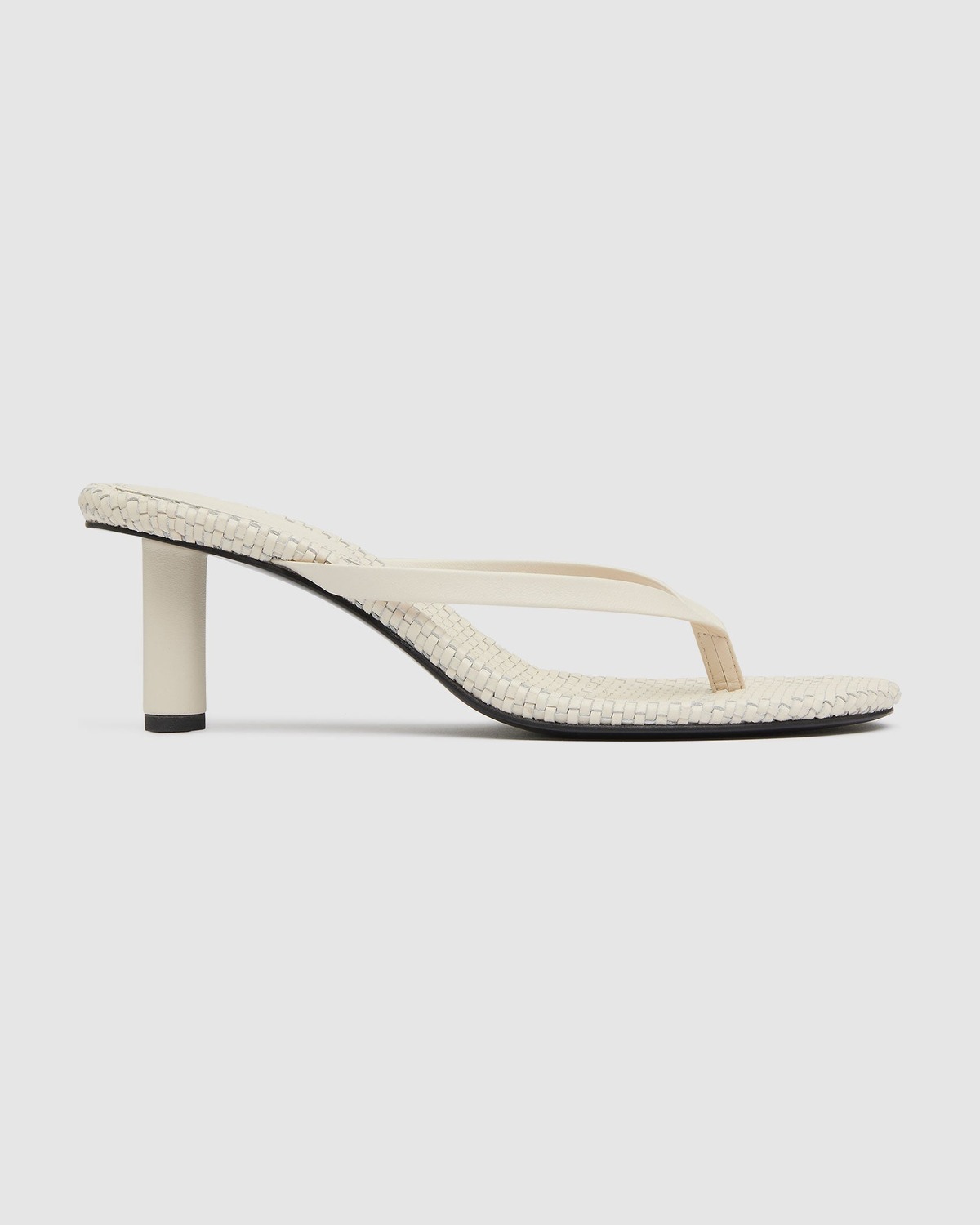 Woven Thong Heels in Ecru