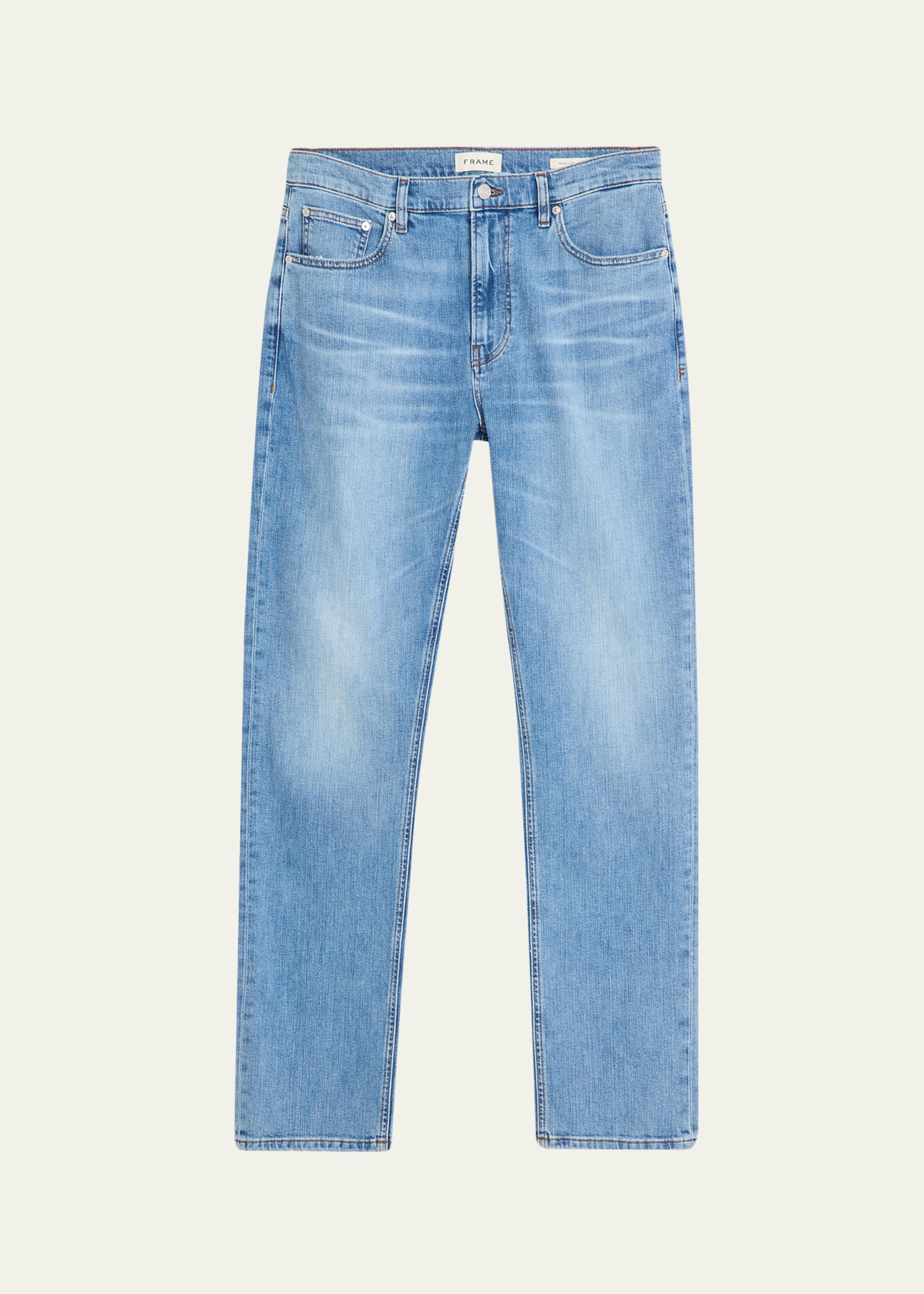 Men's Faded Denim Straight-Leg Jeans