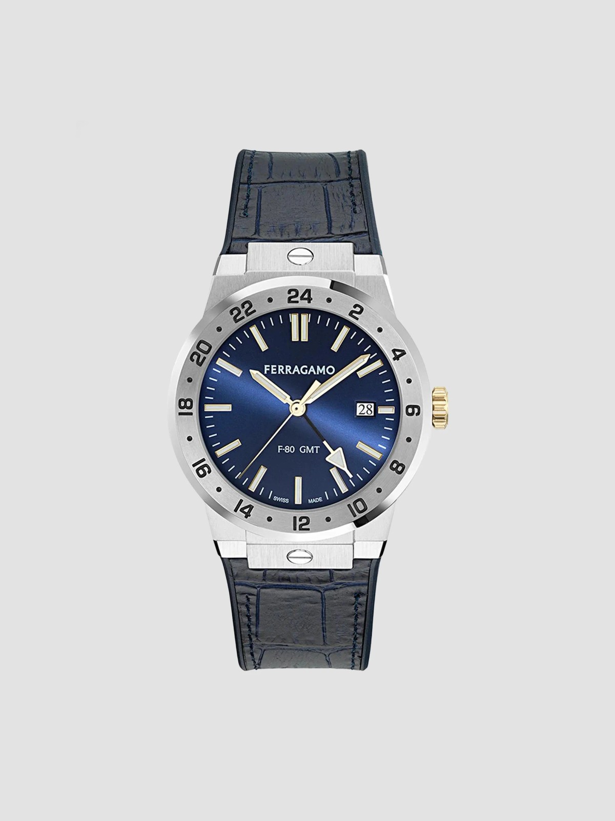 F-80 Classic GMT 41MM Leather Strap Watch