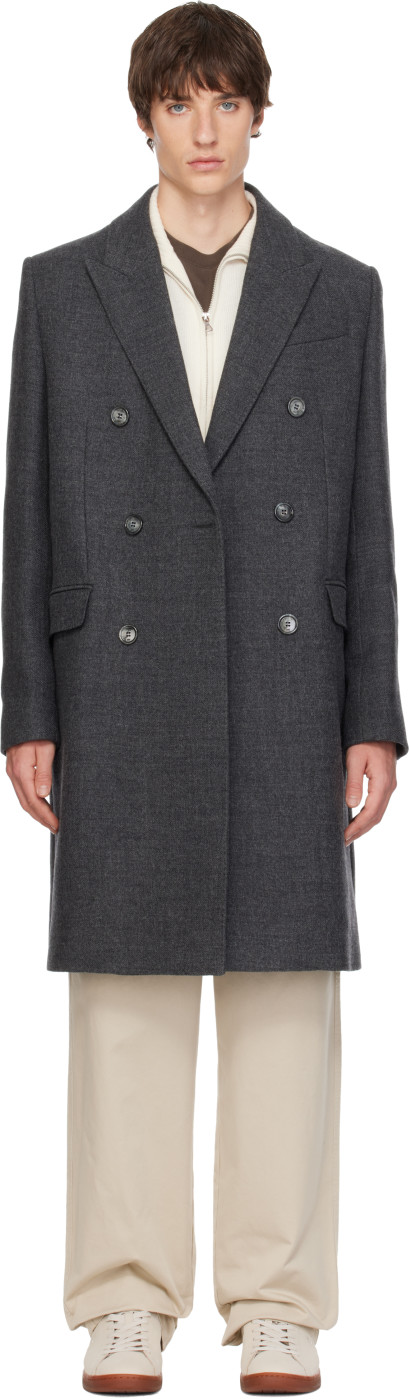 Gray Double Breasted Wool Coat