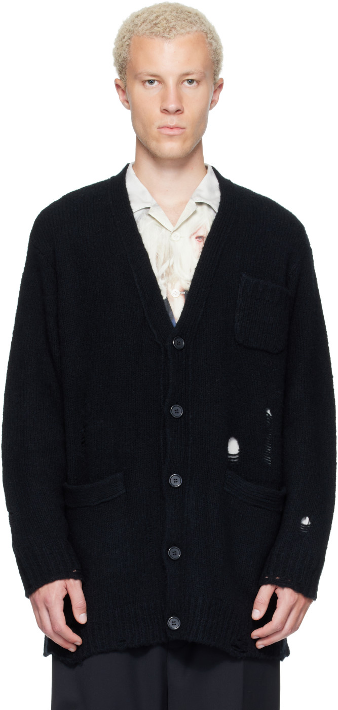Black Distressed Cardigan