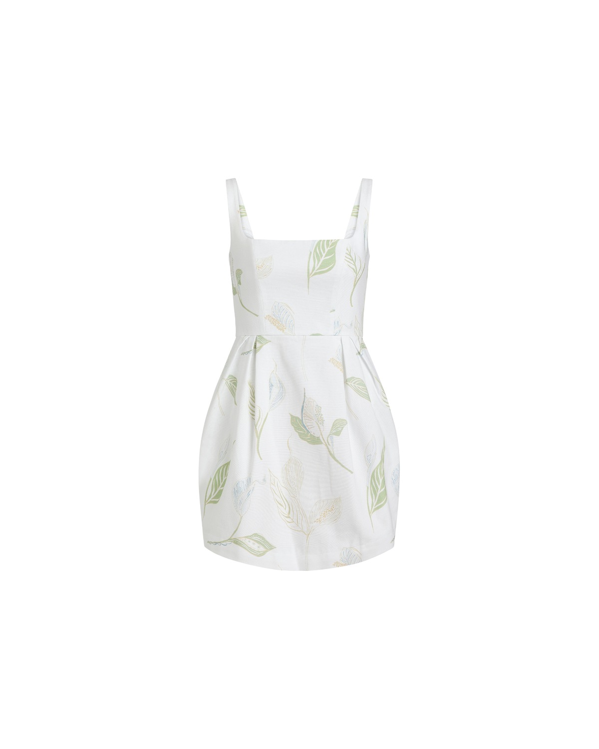 Scoop Neck Mini Dress in White Peace Lily