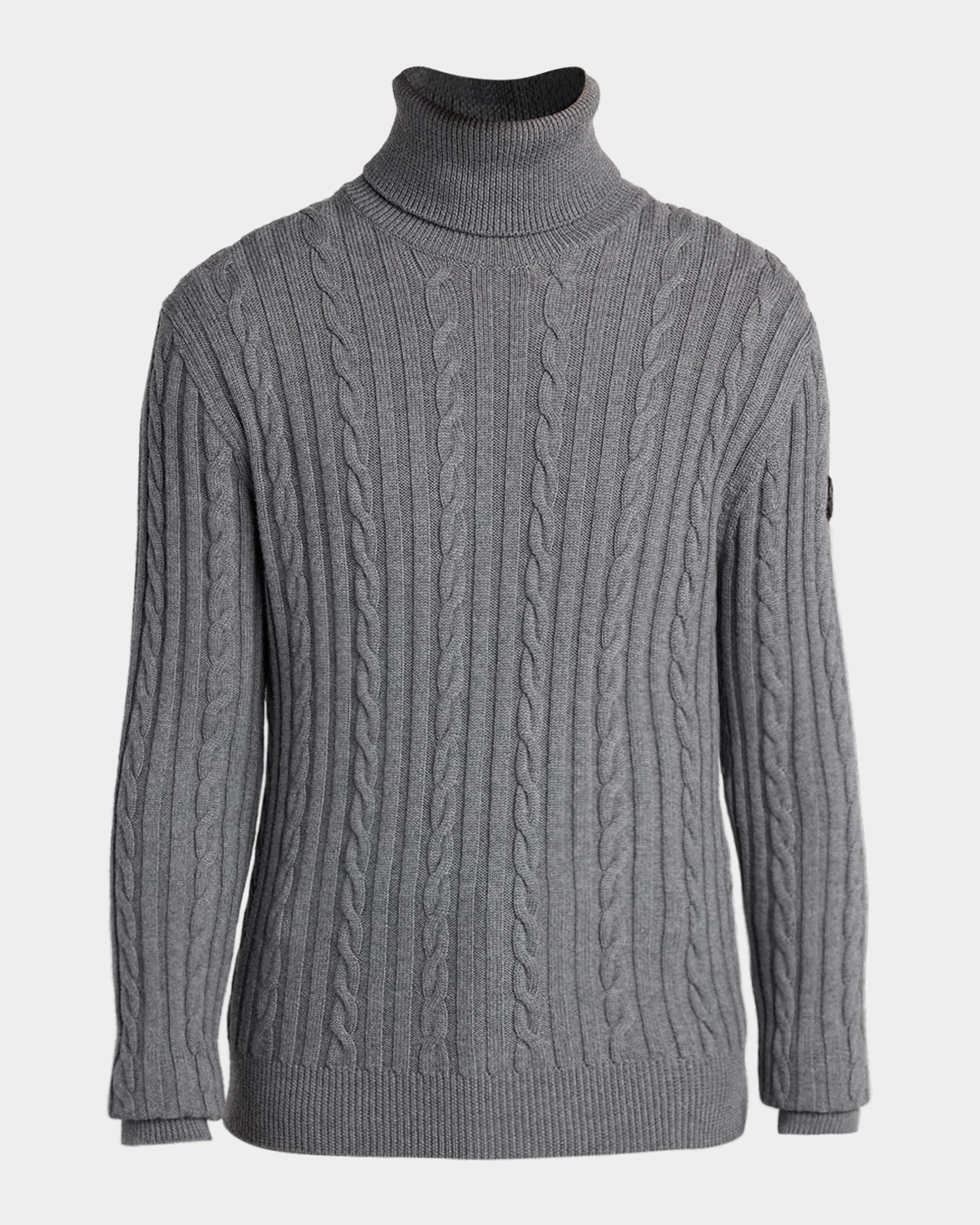 Men's Wool Cable Knit Turtleneck Sweater