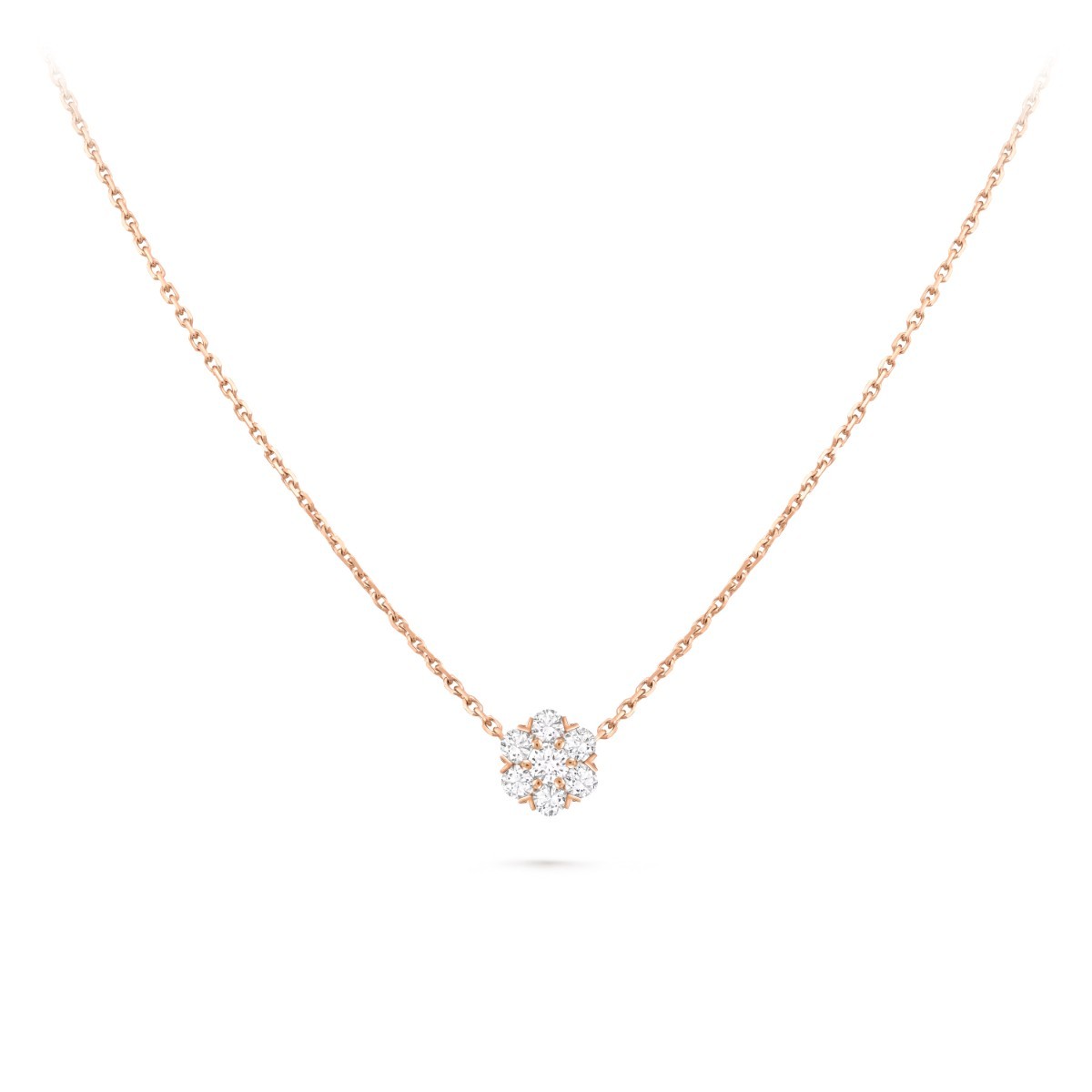 Fleurette Pendant, Rose Gold and Diamonds