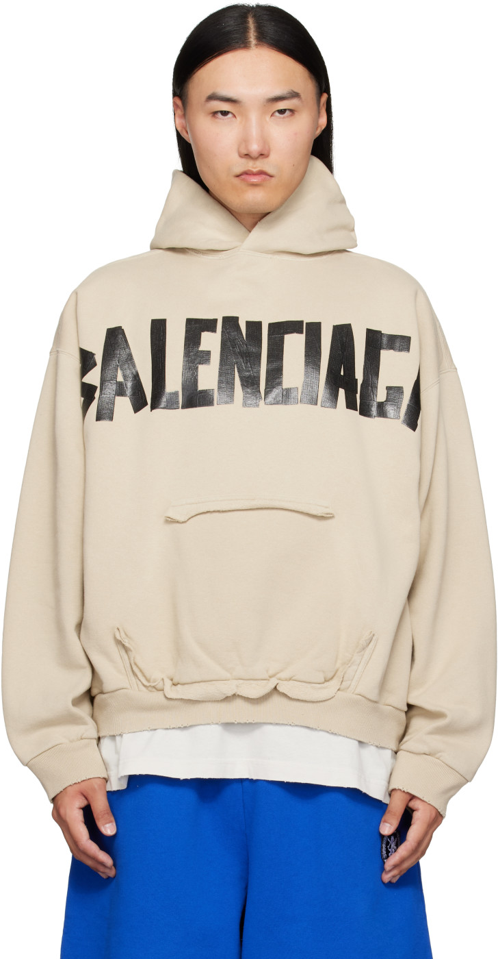 Beige Tape Hoodie