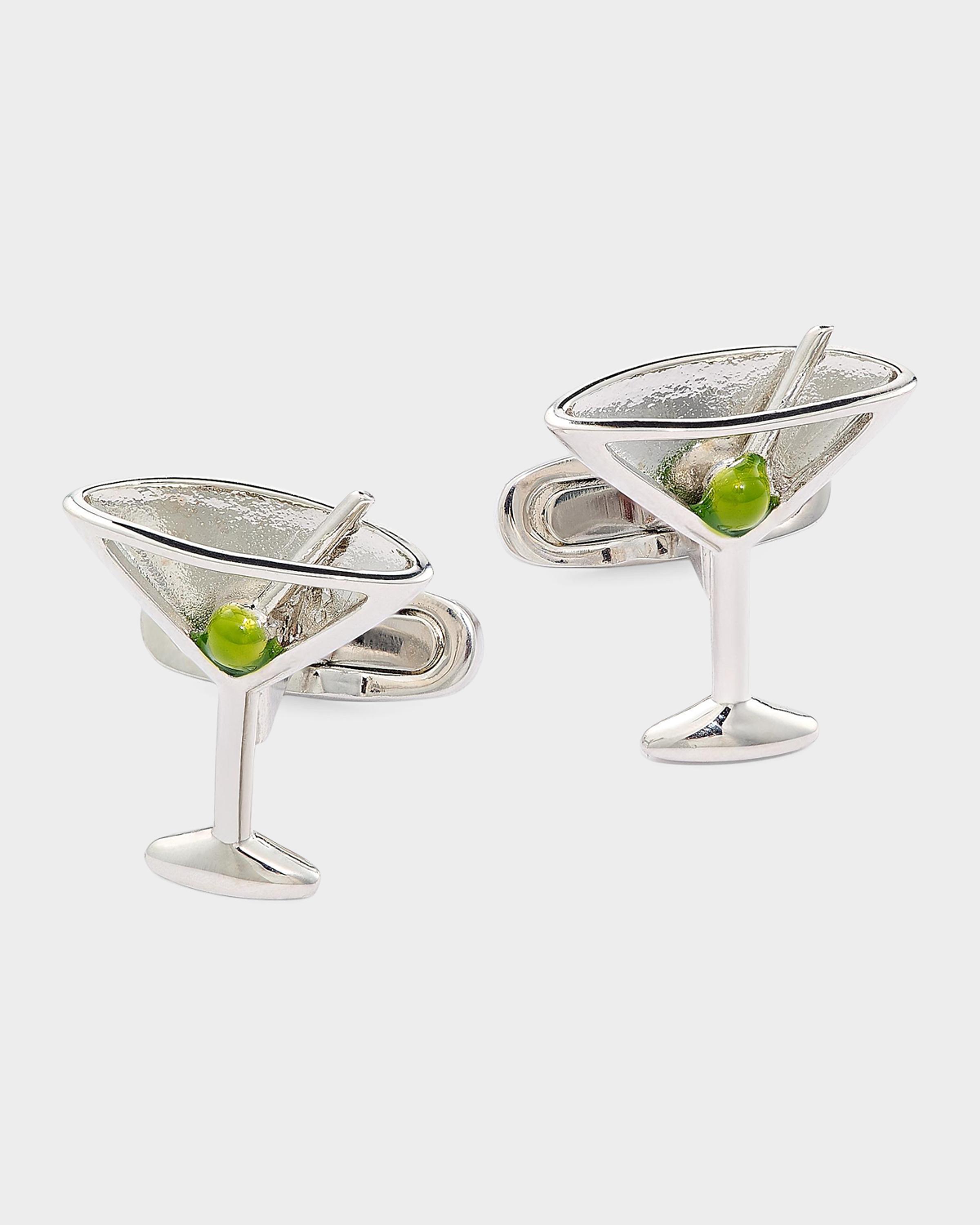 Men's Martini Glass Silver-Plated Cufflinks