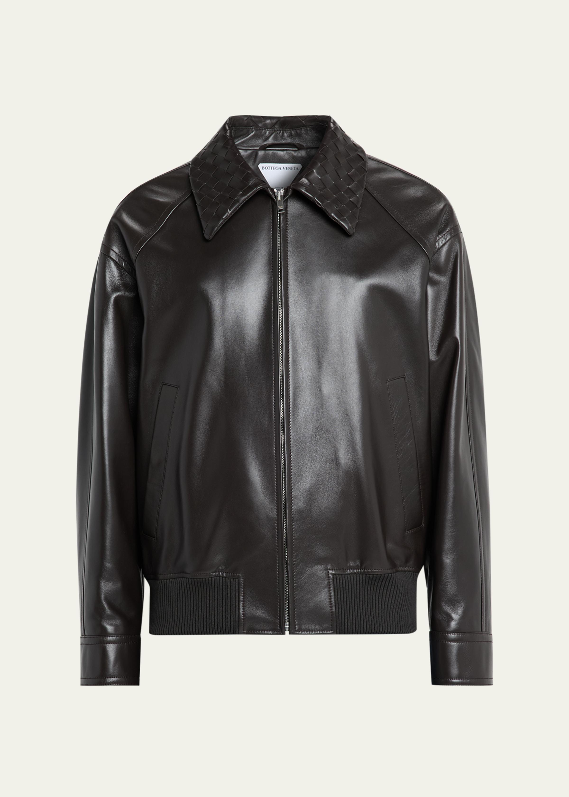Men's Dark Brown Nappa Leather Blouson Jacket