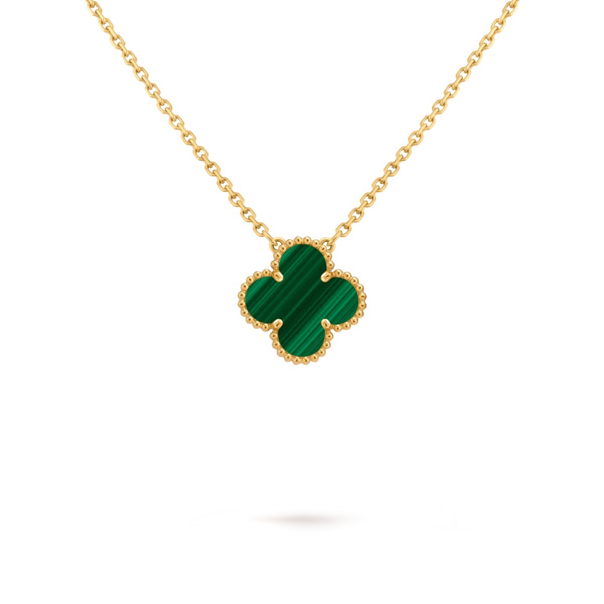 Vintage Alhambra Pendant, Yellow Gold and Malachite