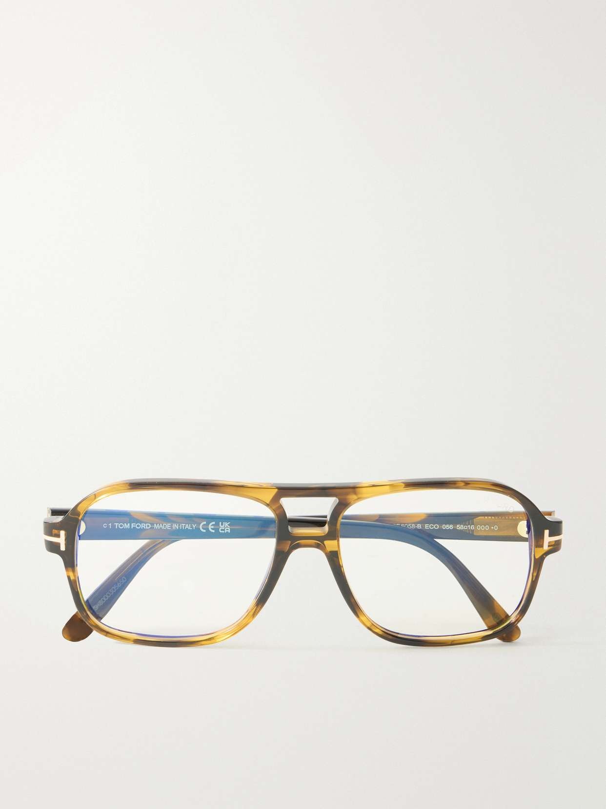 Aviator-style double-bridge tortoiseshell acetate glasses