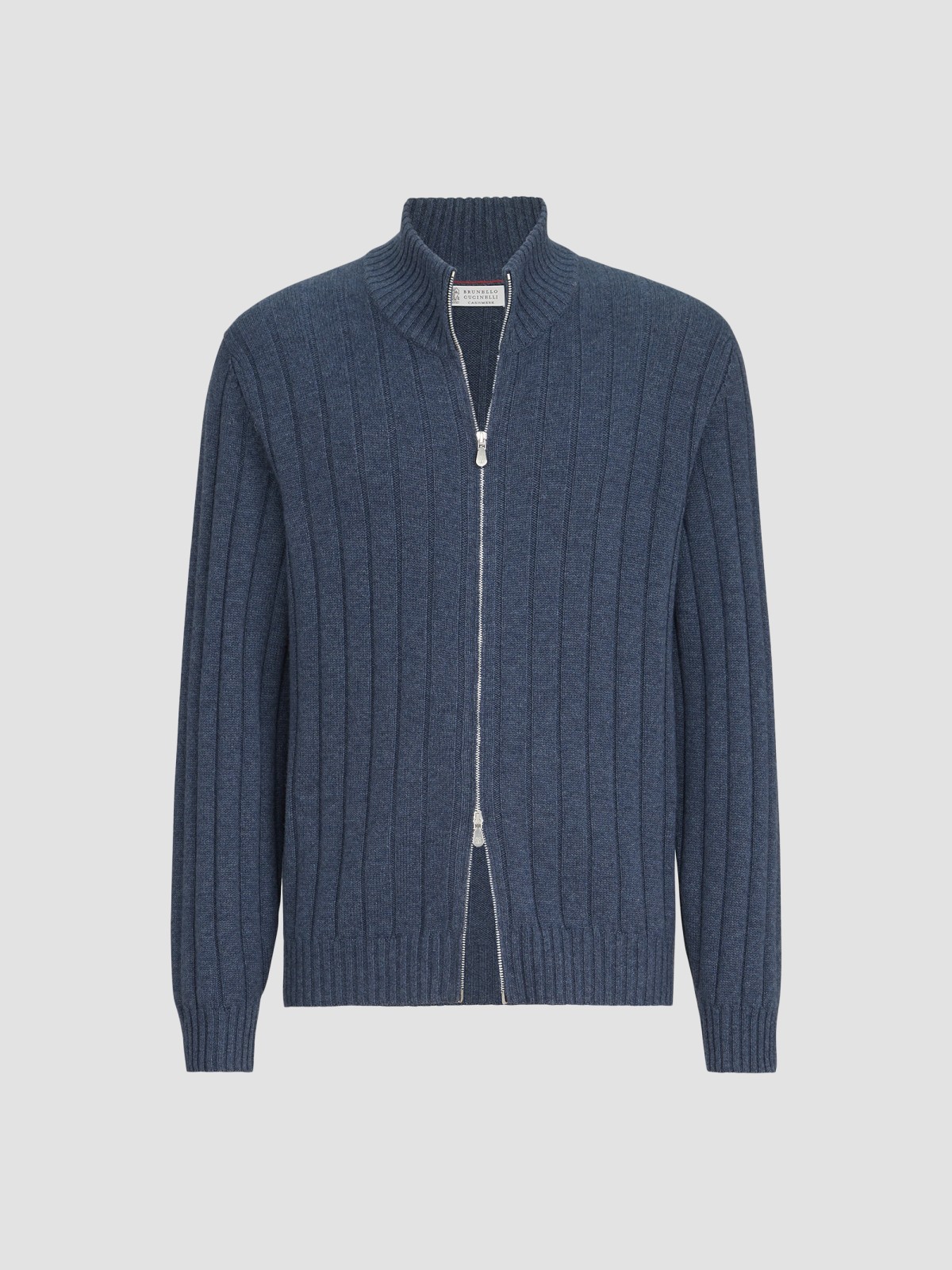 Cashmere Ribbed Cardigan with Zip