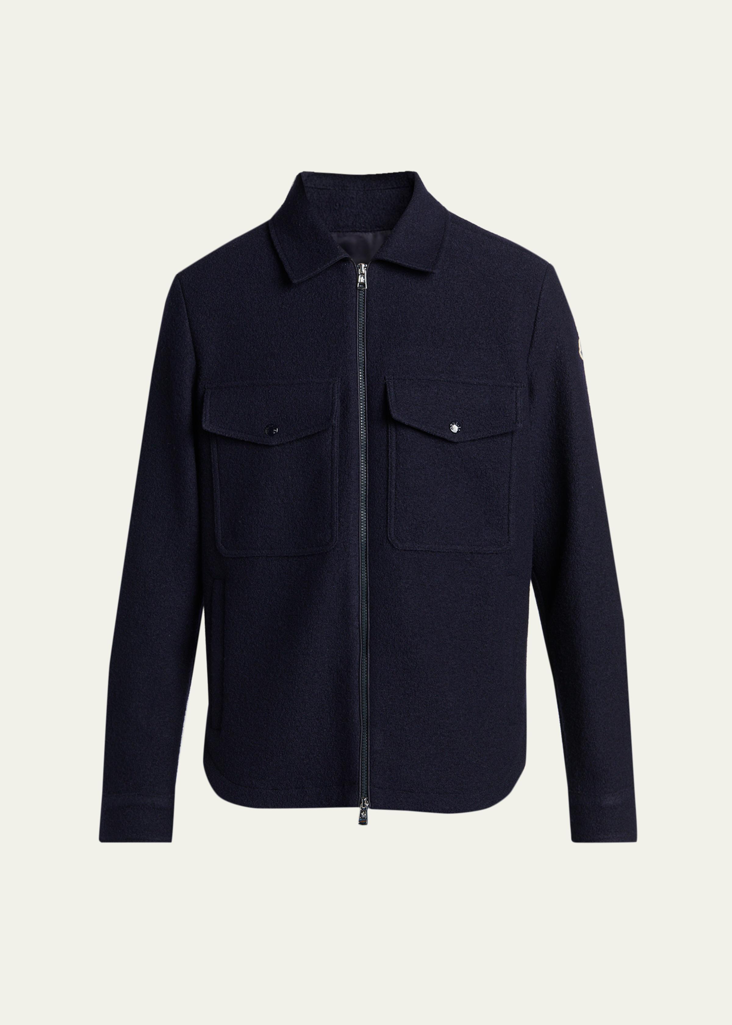 Men's Wool-Blend Flap Pocket Shirt Jacket