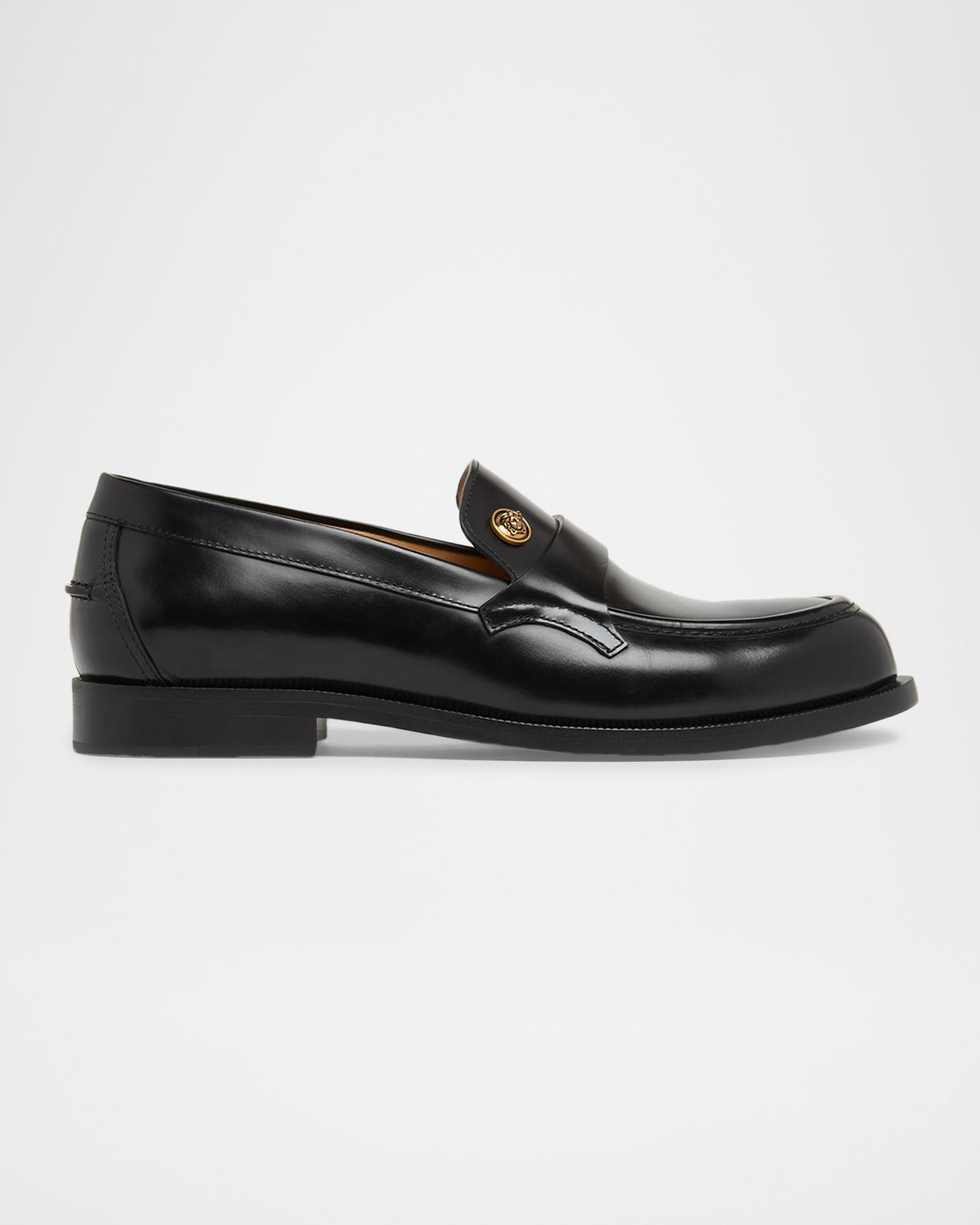Versace Men's Leather Medusa Coin Penny Loafers