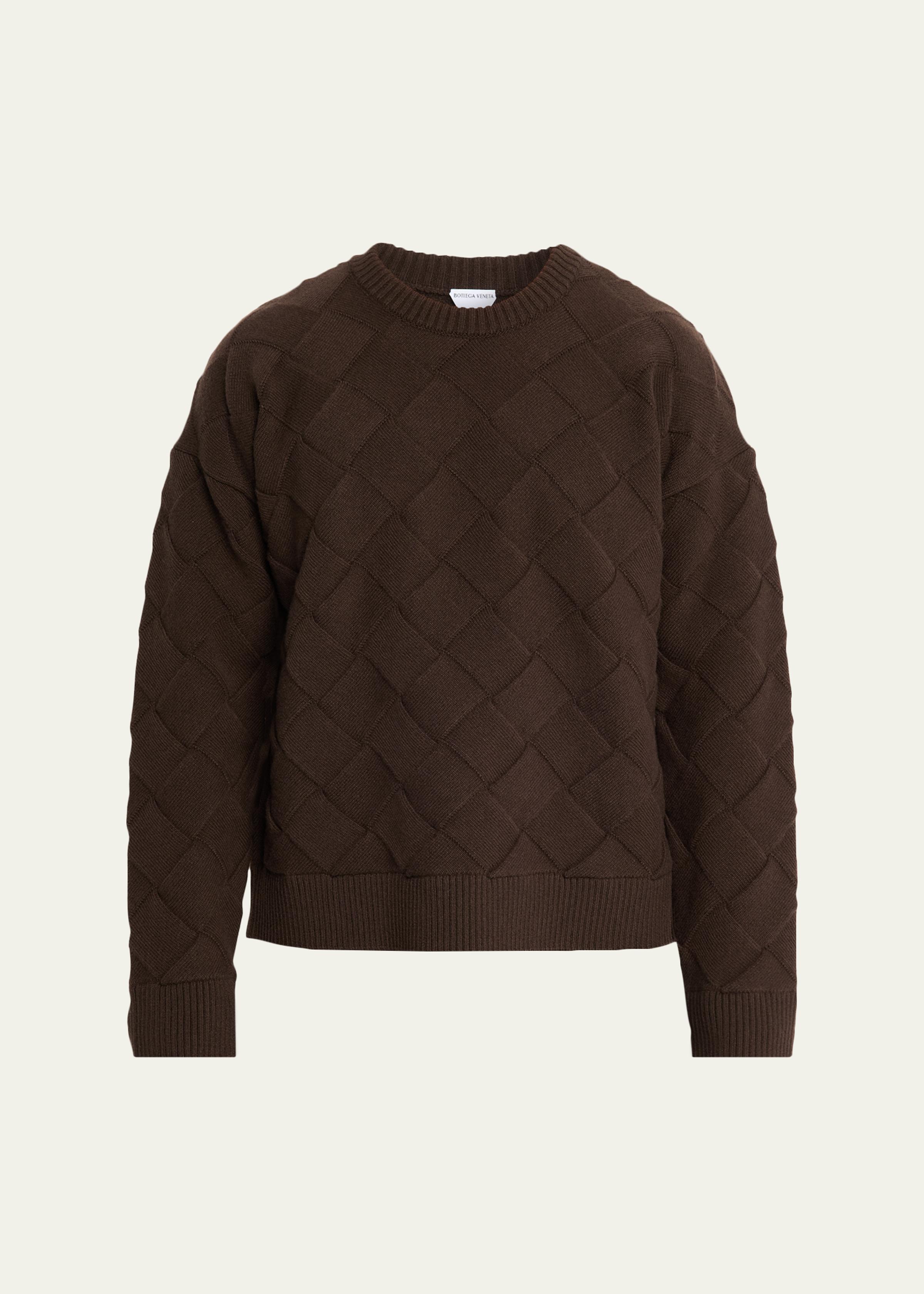 Men's Intrecciato Wool Knit Crewneck Sweater