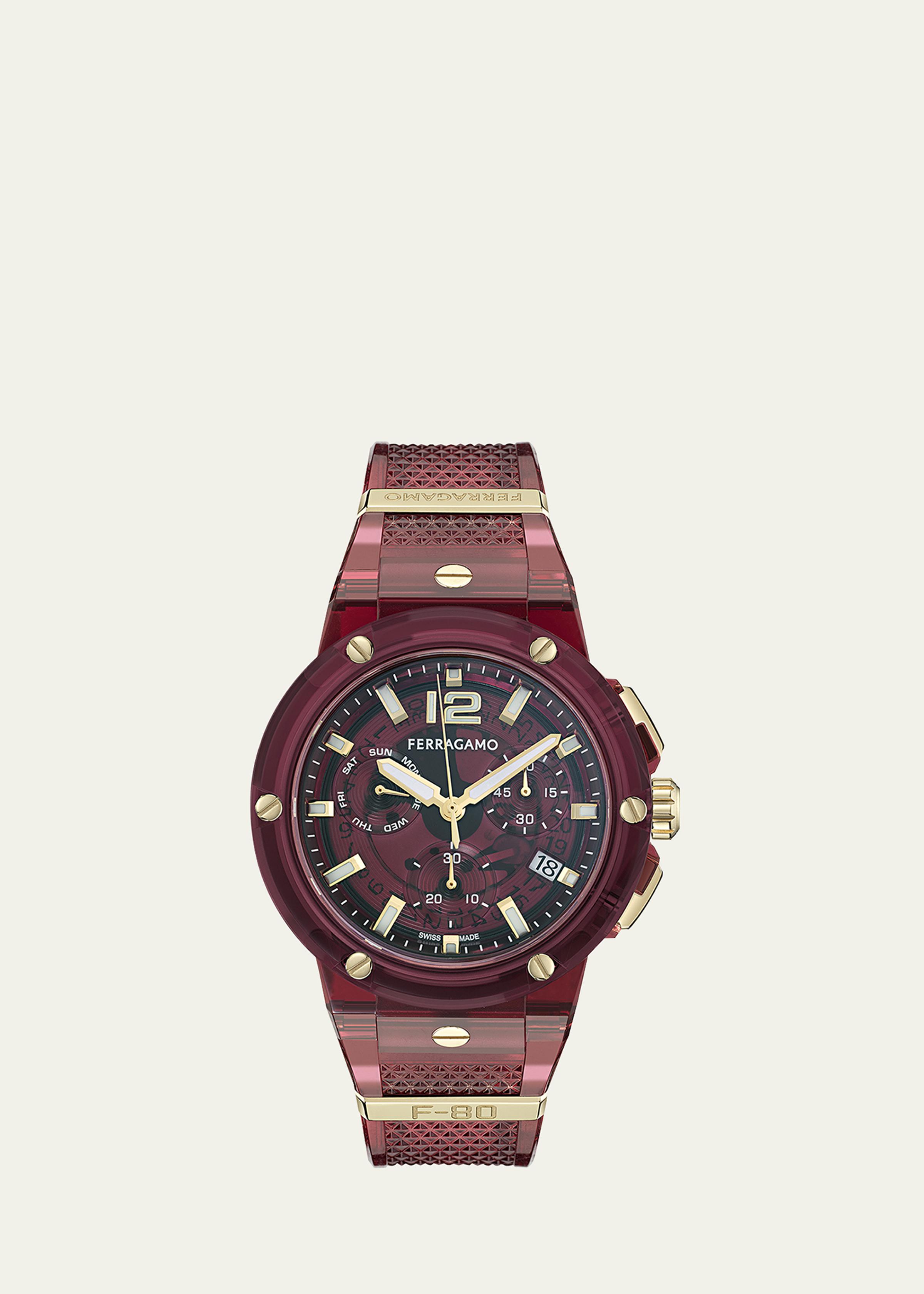 44mm Translucent Burgundy Bioplastic Chronograph Watch