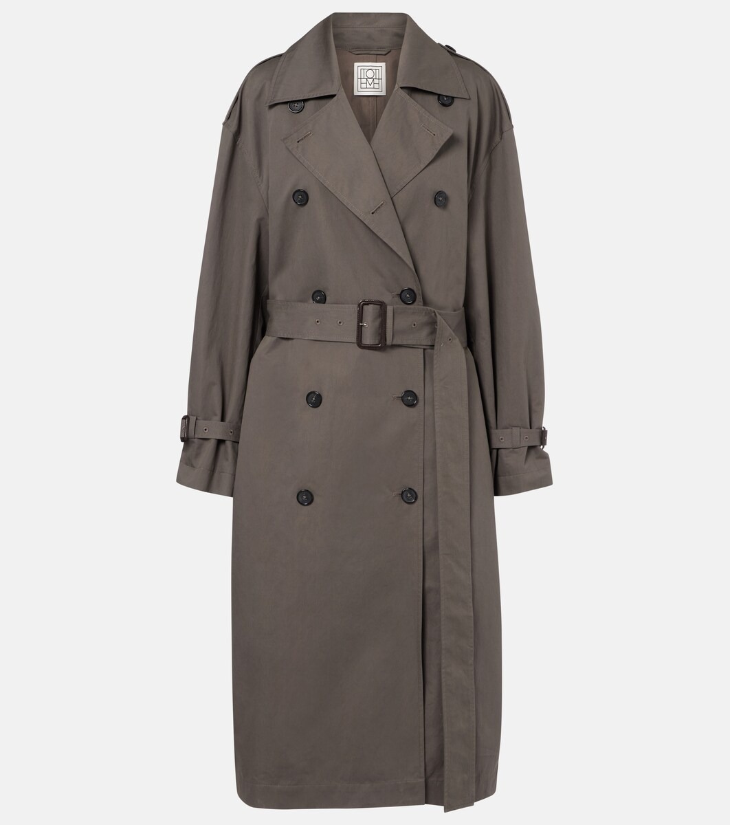 Double-breasted cotton-blend trench coat