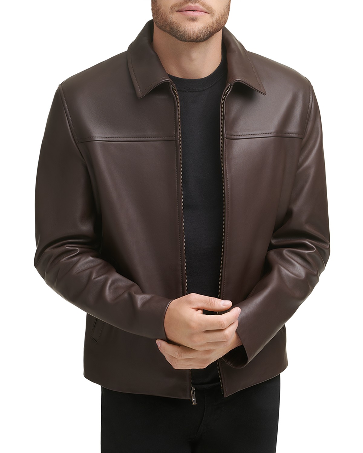 Zip Front Leather Jacket