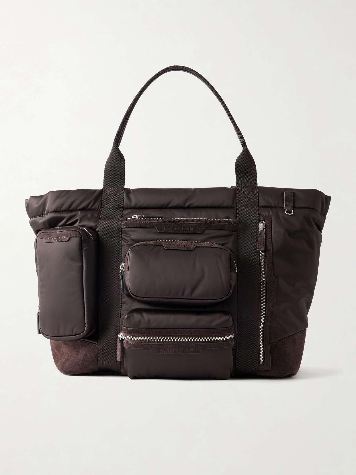 Travel leather-trimmed shell weekend bag