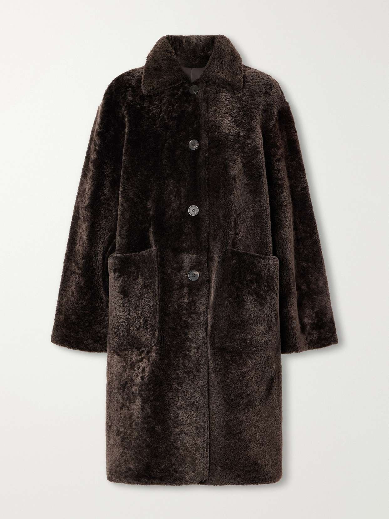 Zoey reversible shearling and leather coat