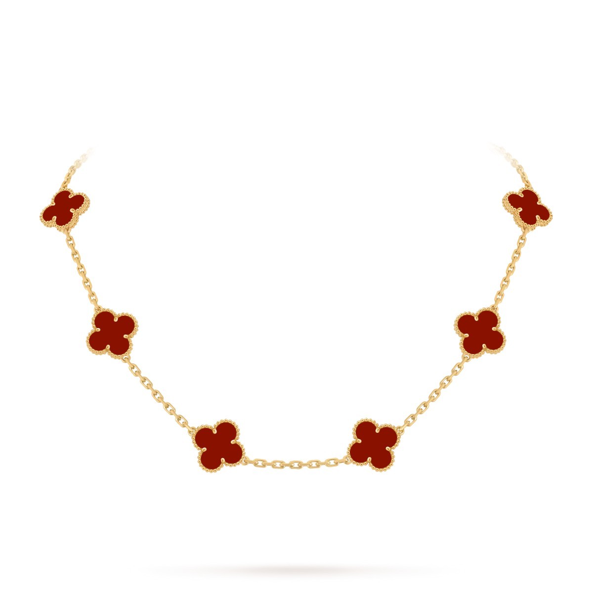 Vintage Alhambra Necklace, 10 Motifs, Carnelian