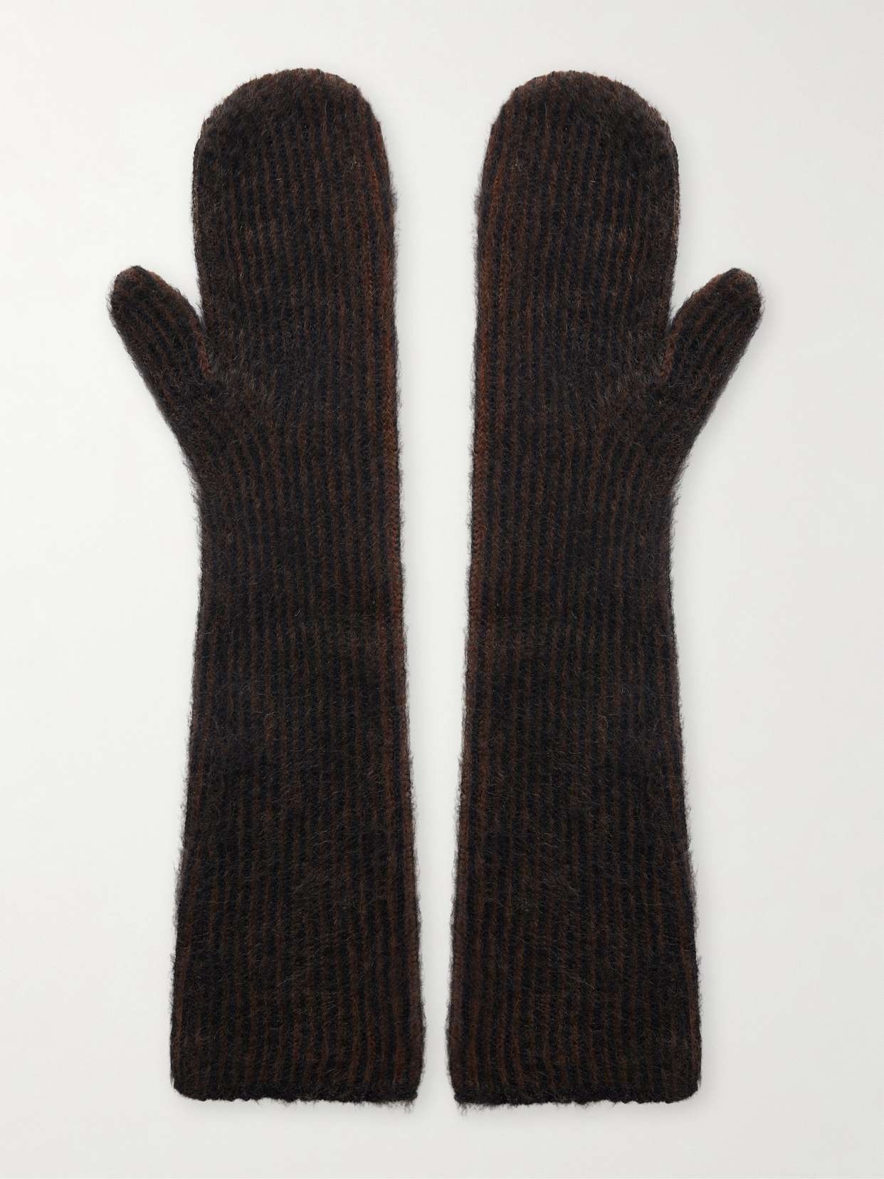 Ribbed mohair-blend gloves