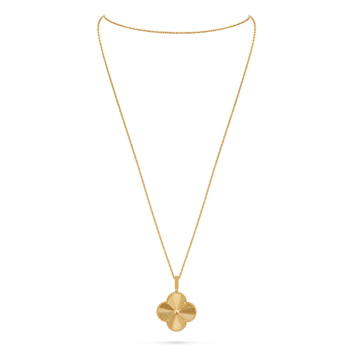 Magic Alhambra Long Necklace, 1 Motif, Guilloché Gold