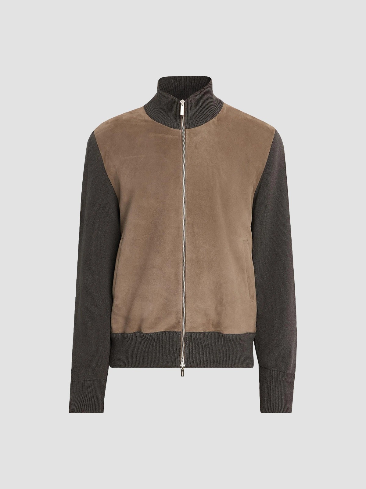Suede & Wool Zip-Front Jacket