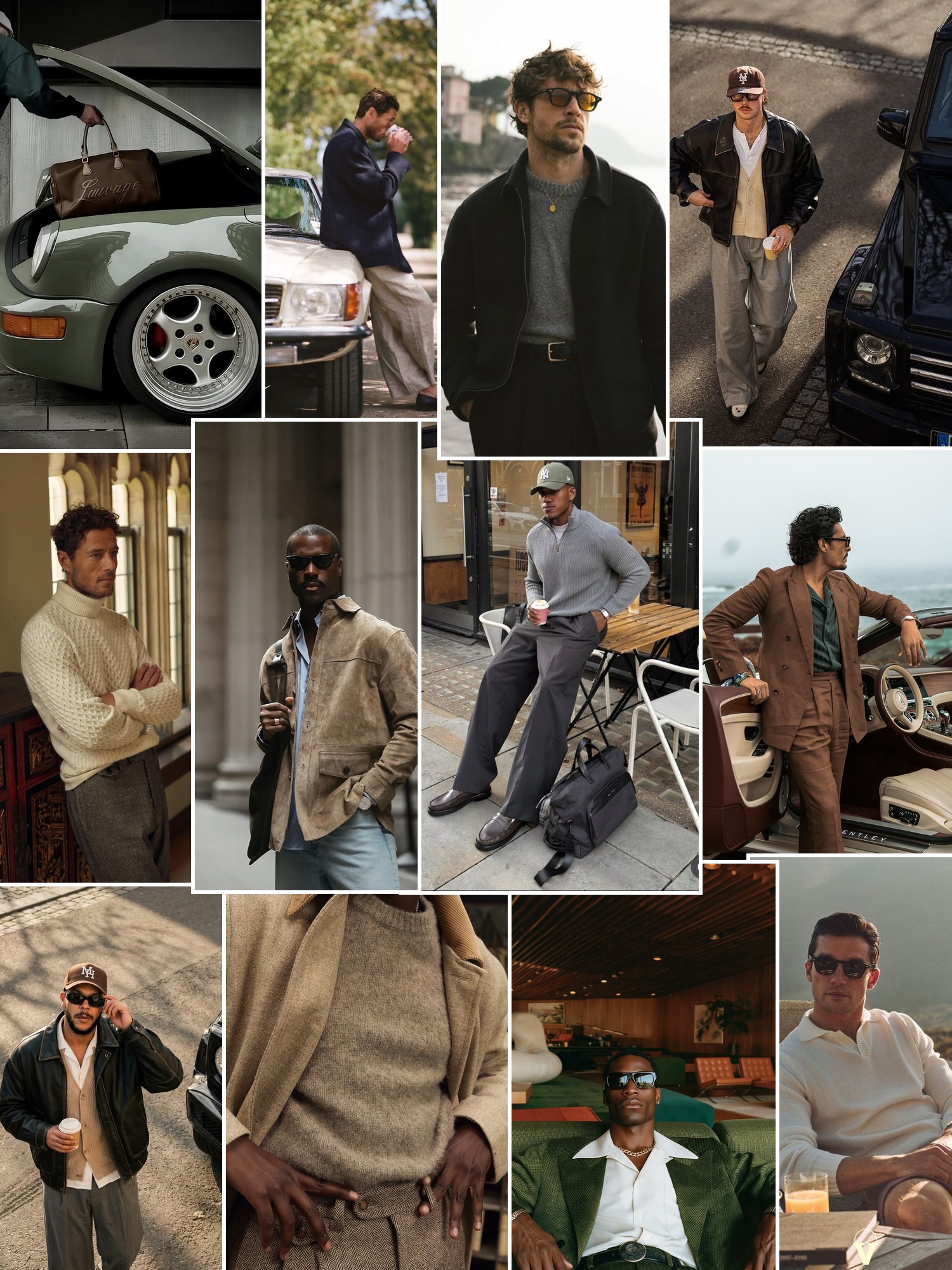 Menswear off-duty outfits with knits, trousers and jackets