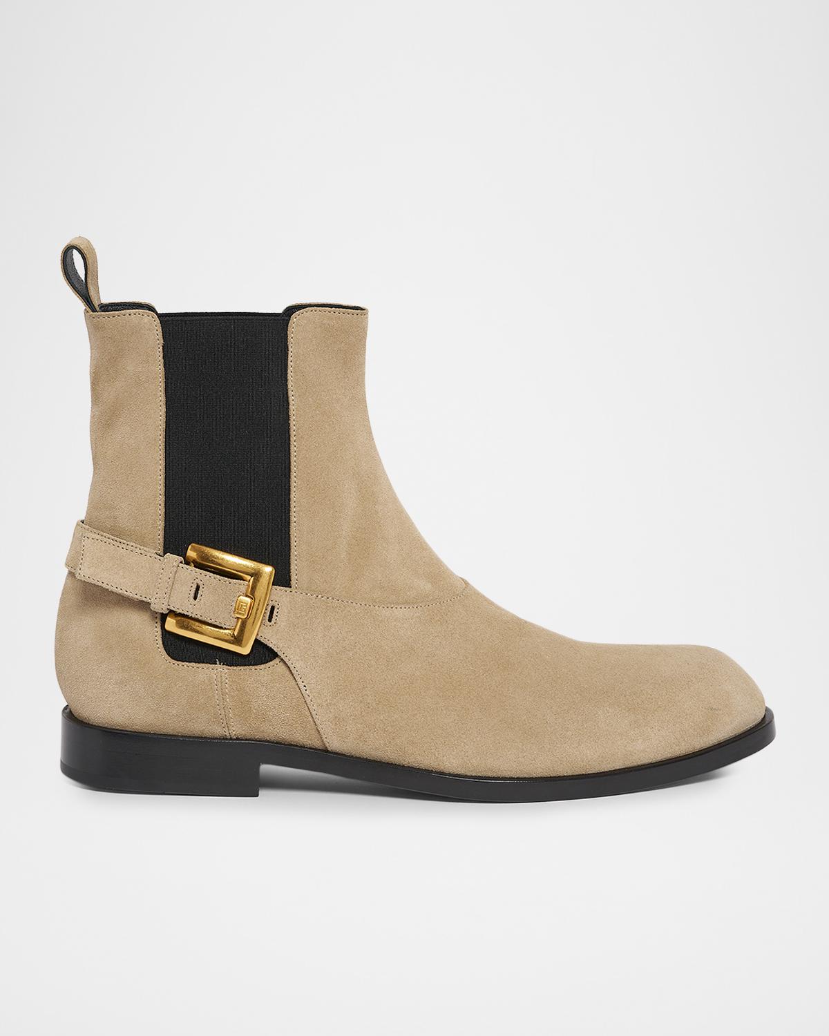 Men's Leather PB-Buckle Chelsea Boots