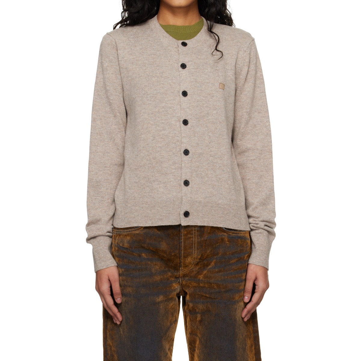 Beige Fitted Yak Wool Cardigan