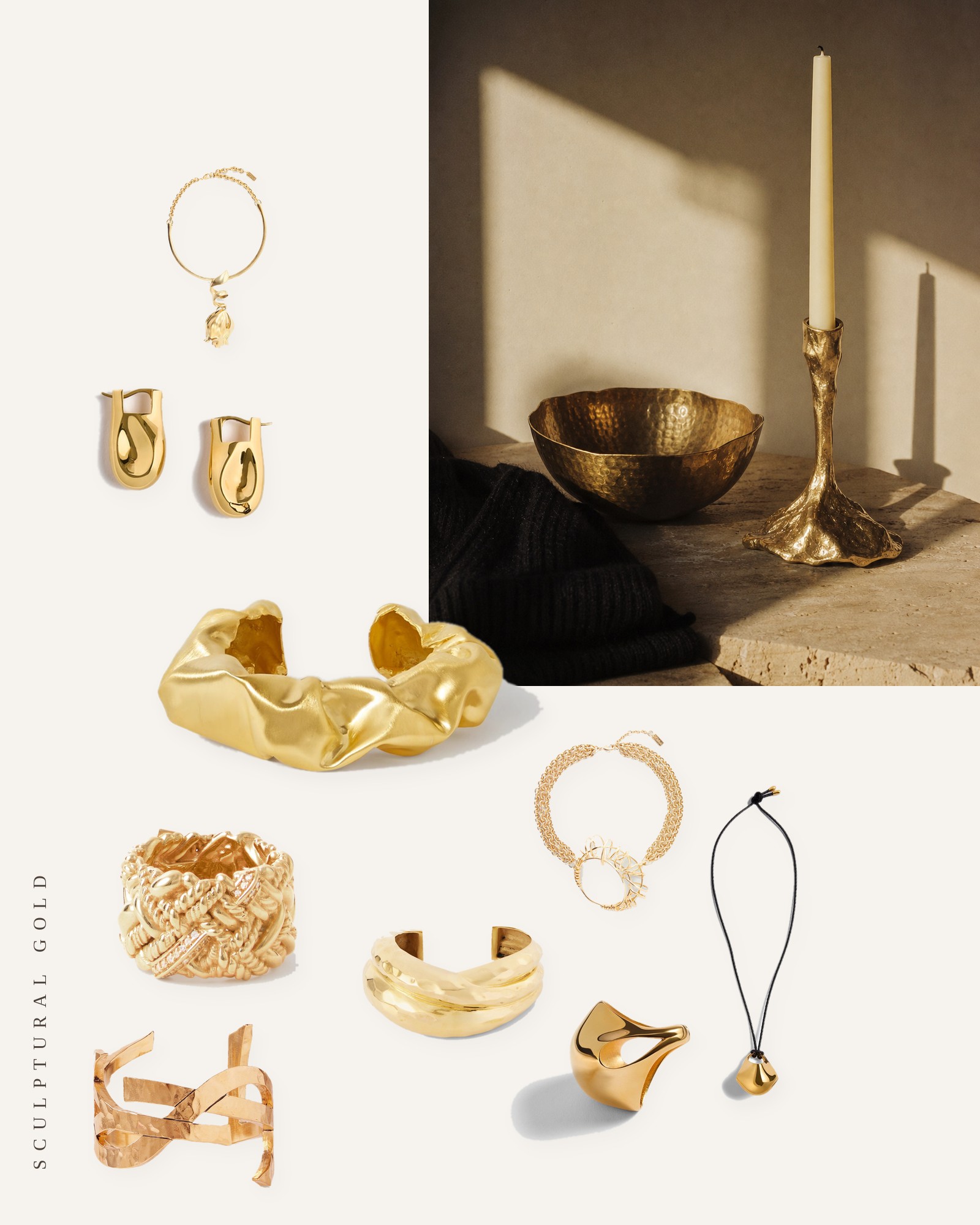 Sculptural Gold Jewelry for Fall