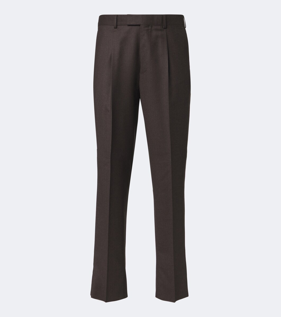 Pleated wool straight pants