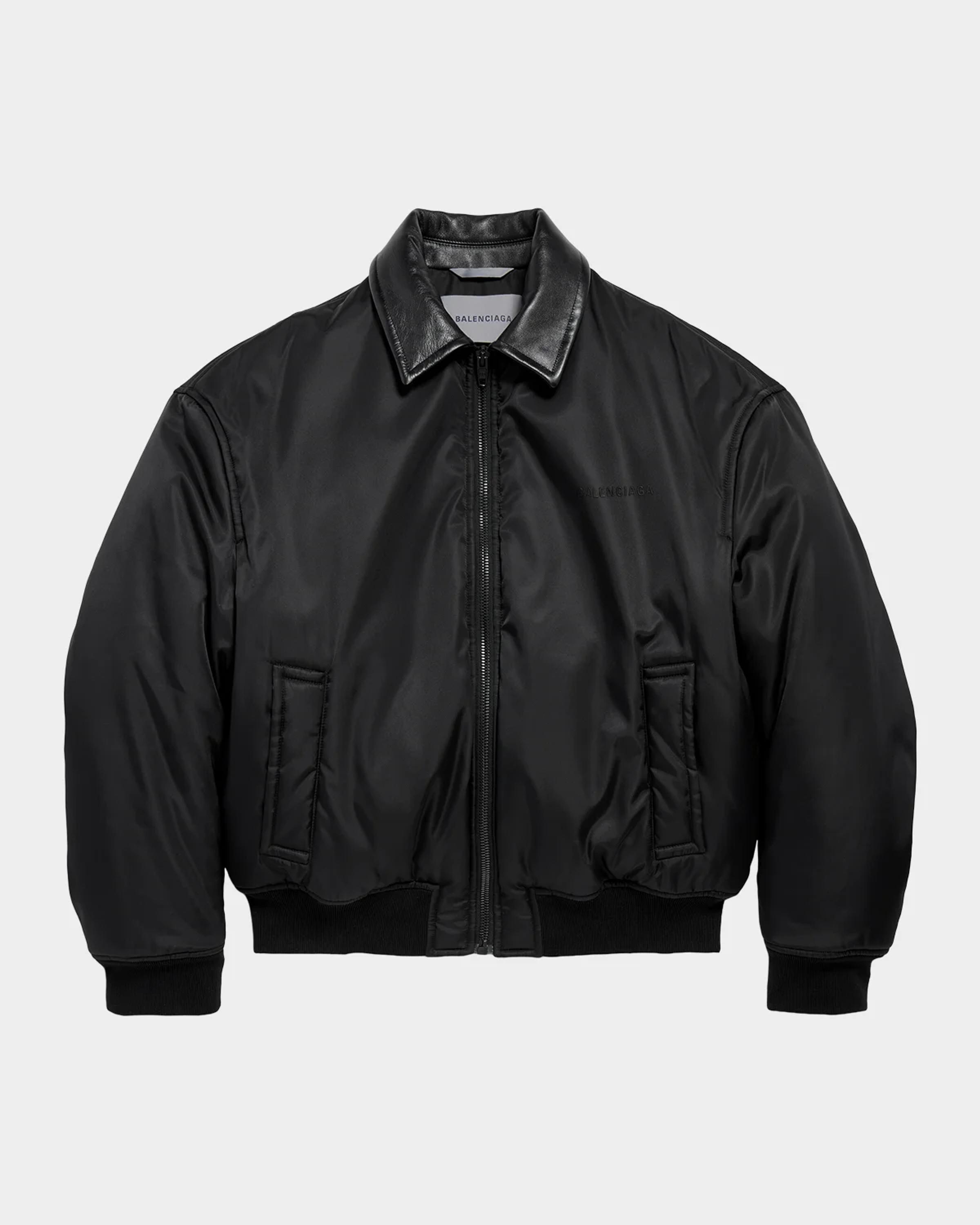 Men's Leather-Collar Bomber Jacket