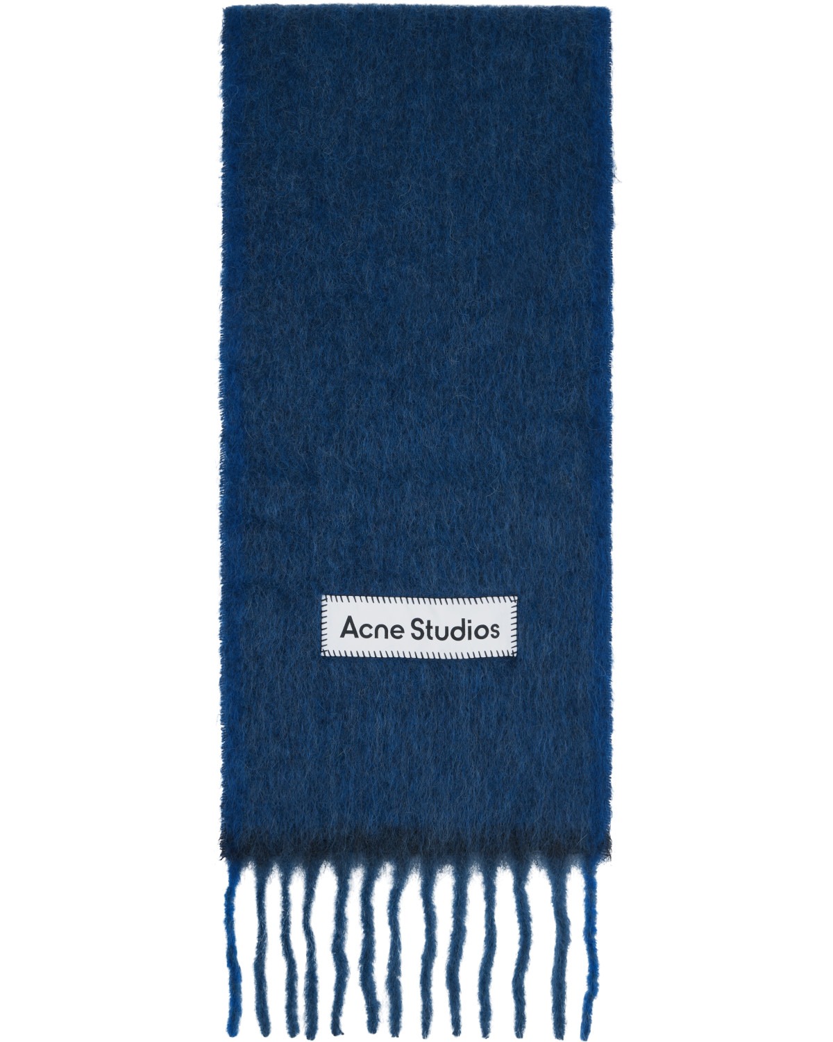 Navy Wool Mohair Narrow Scarf