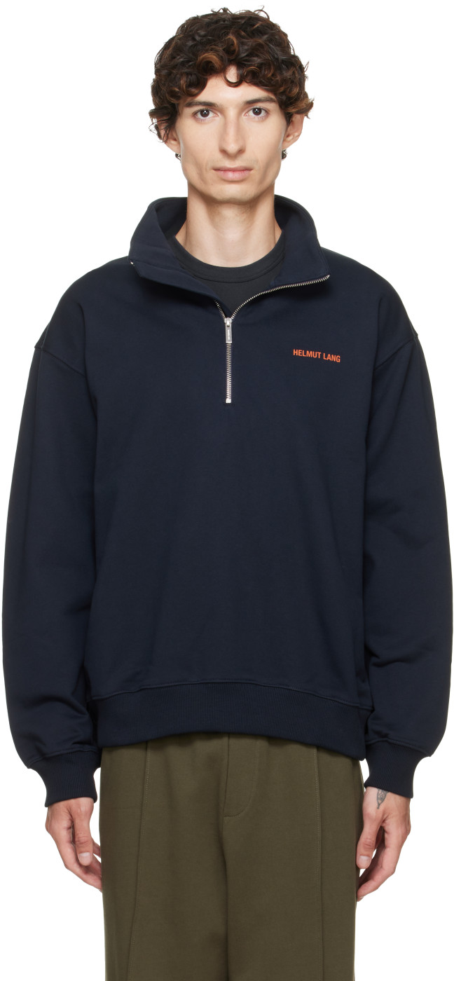Navy Logo Quarter Zip Sweatshirt