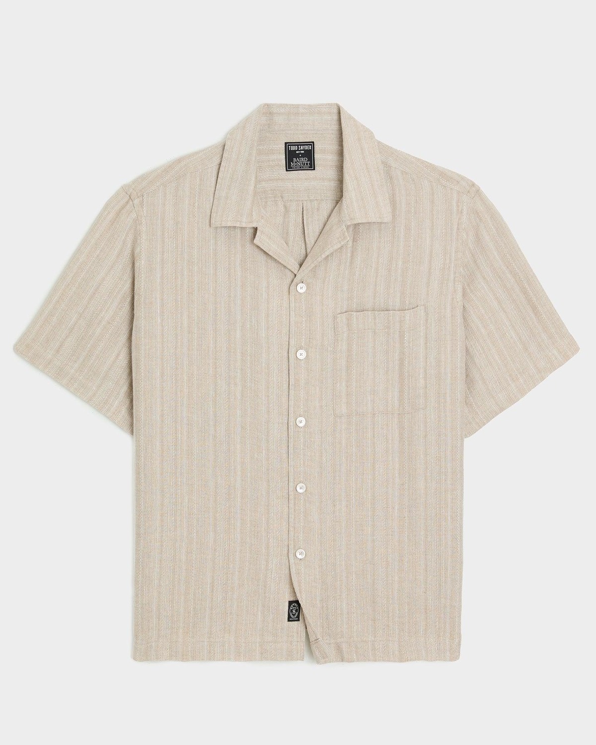 Textured Linen Capri Shirt in Desert Beige