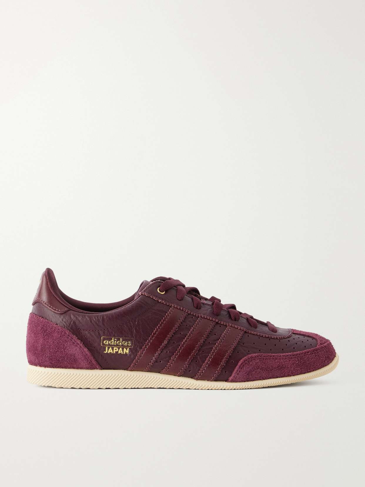 Japan W suede-trimmed textured-leather sneakers