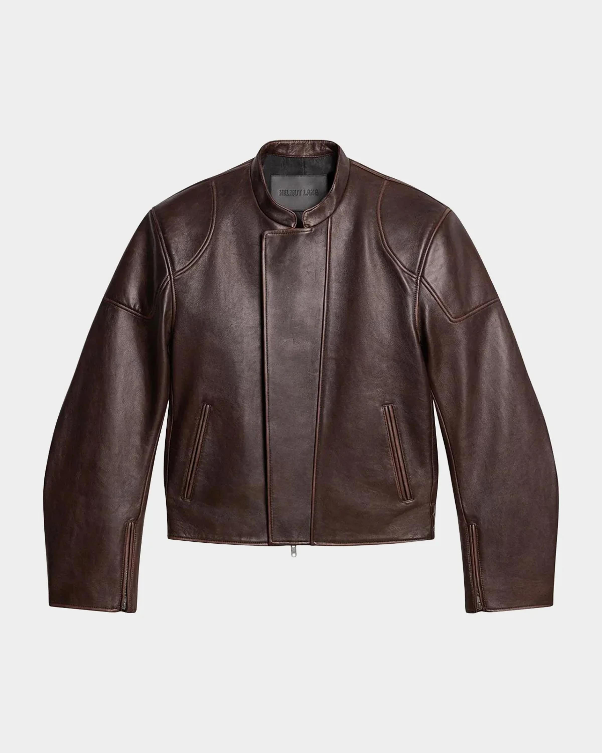 Men's Leather Concealed-Zip Moto Jacket