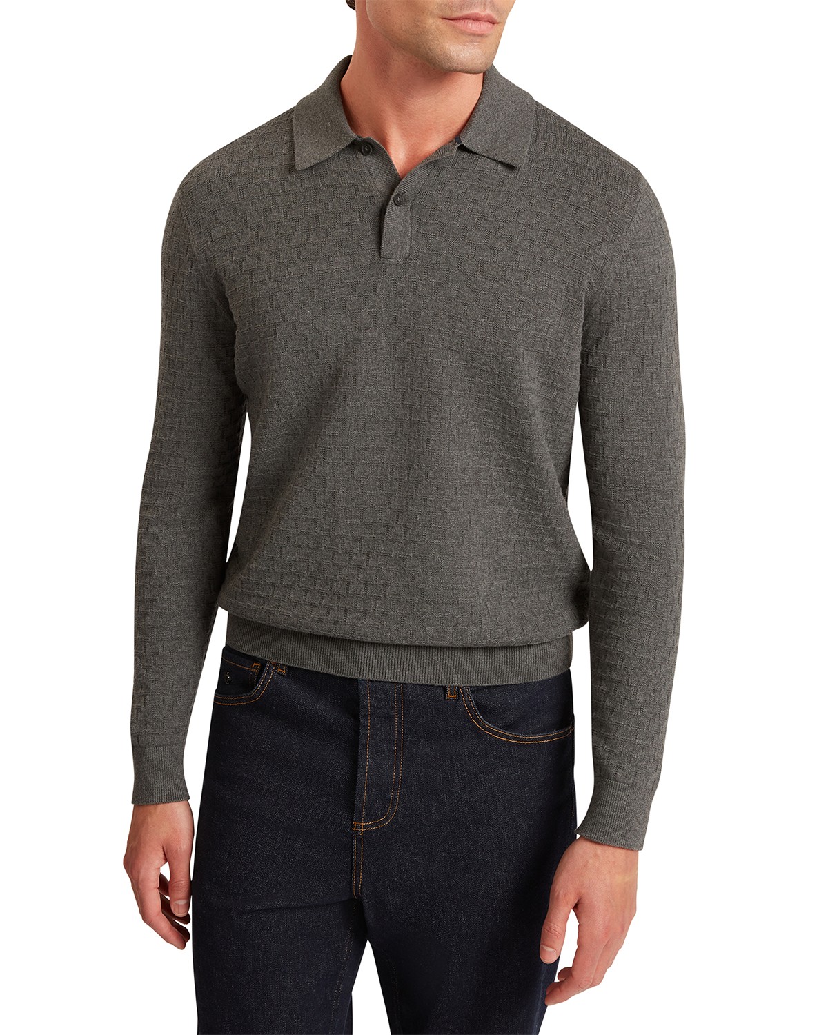 Gaten Long Sleeve T Stitch Sweater Polo